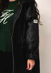 Serafina Collection One Size Embossed Hooded Coat, Black