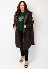 Serafina Collection One Size Embossed Hooded Coat, Brown