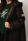 Serafina Collection One Size Embossed Hooded Coat, Brown