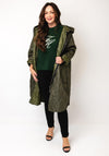 Serafina Collection One Size Embossed Hooded Coat, Green