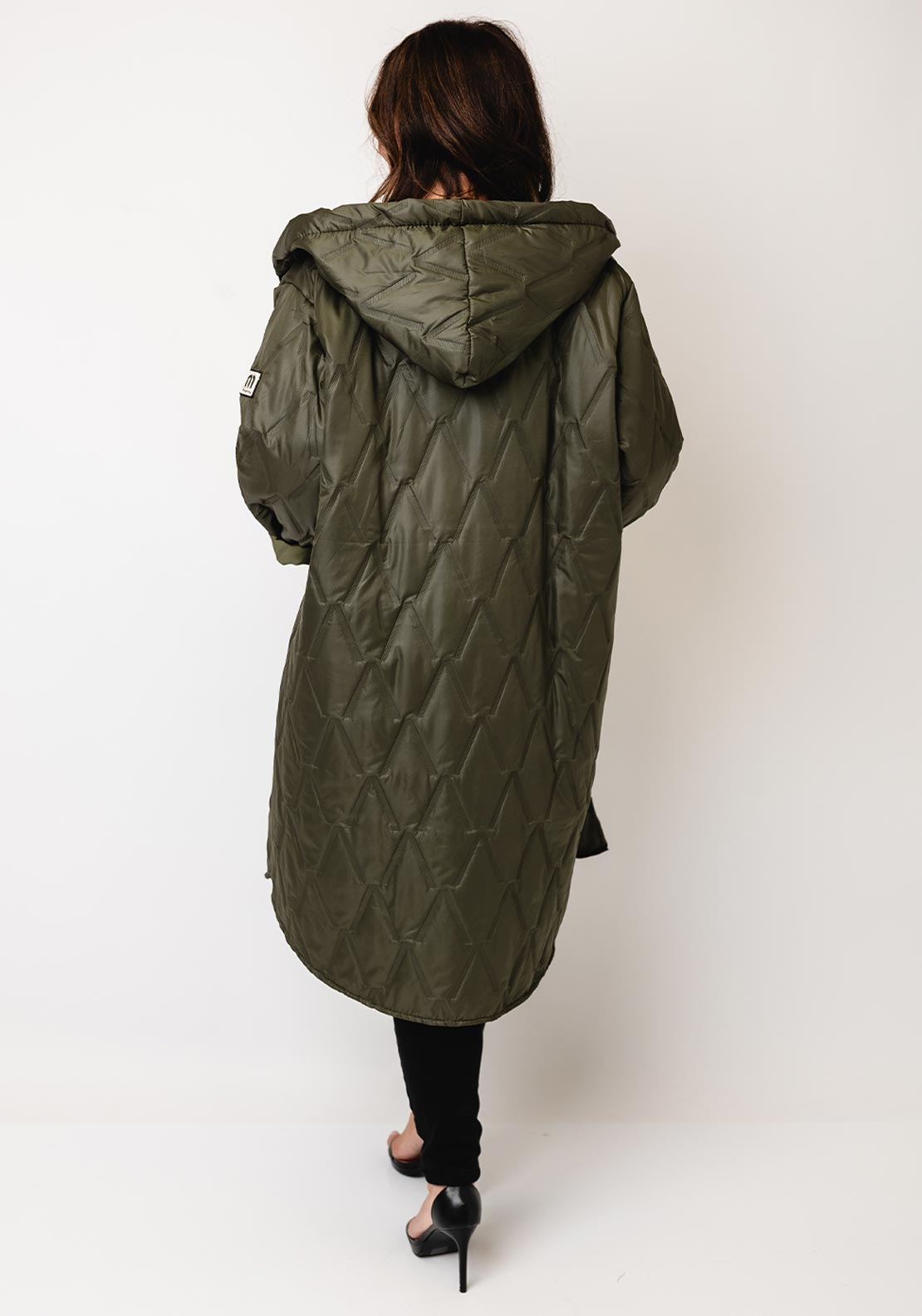 Serafina Collection One Size Embossed Hooded Coat, Green