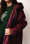 Serafina Collection One Size Embossed Hooded Coat, Wine
