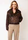 Serafina Collection One Size Reversible Leopard Borg Jacket, Brown