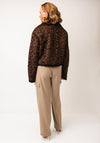 Serafina Collection One Size Reversible Leopard Borg Jacket, Brown