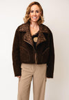 Serafina Collection One Size Reversible Leopard Borg Jacket, Brown