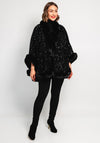 Malissa J One Size Sequin Faux Fur Cape, Black