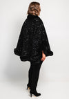 Malissa J One Size Sequin Faux Fur Cape, Black