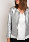 Malissa J Frill Trim Jacket, Silver