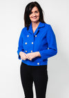 Serafina Collection Double Breasted Short Jacket, Royal Blue
