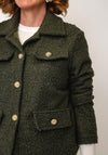 Serafina Collection Textured Button Up Jacket, Khaki Green