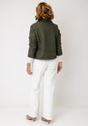 Serafina Collection Textured Button Up Jacket, Khaki Green