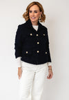 Serafina Collection Textured Button Up Jacket, Navy