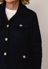 Serafina Collection Textured Button Up Jacket, Navy