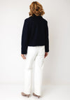 Serafina Collection Textured Button Up Jacket, Navy