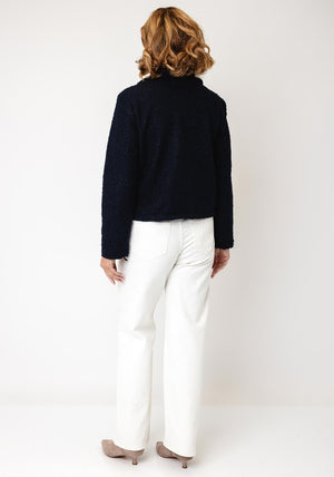 Serafina Collection Textured Button Up Jacket, Navy