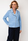Serafina Collection Faux Suede Biker Jacket, Blue