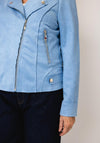 Serafina Collection Faux Suede Biker Jacket, Blue