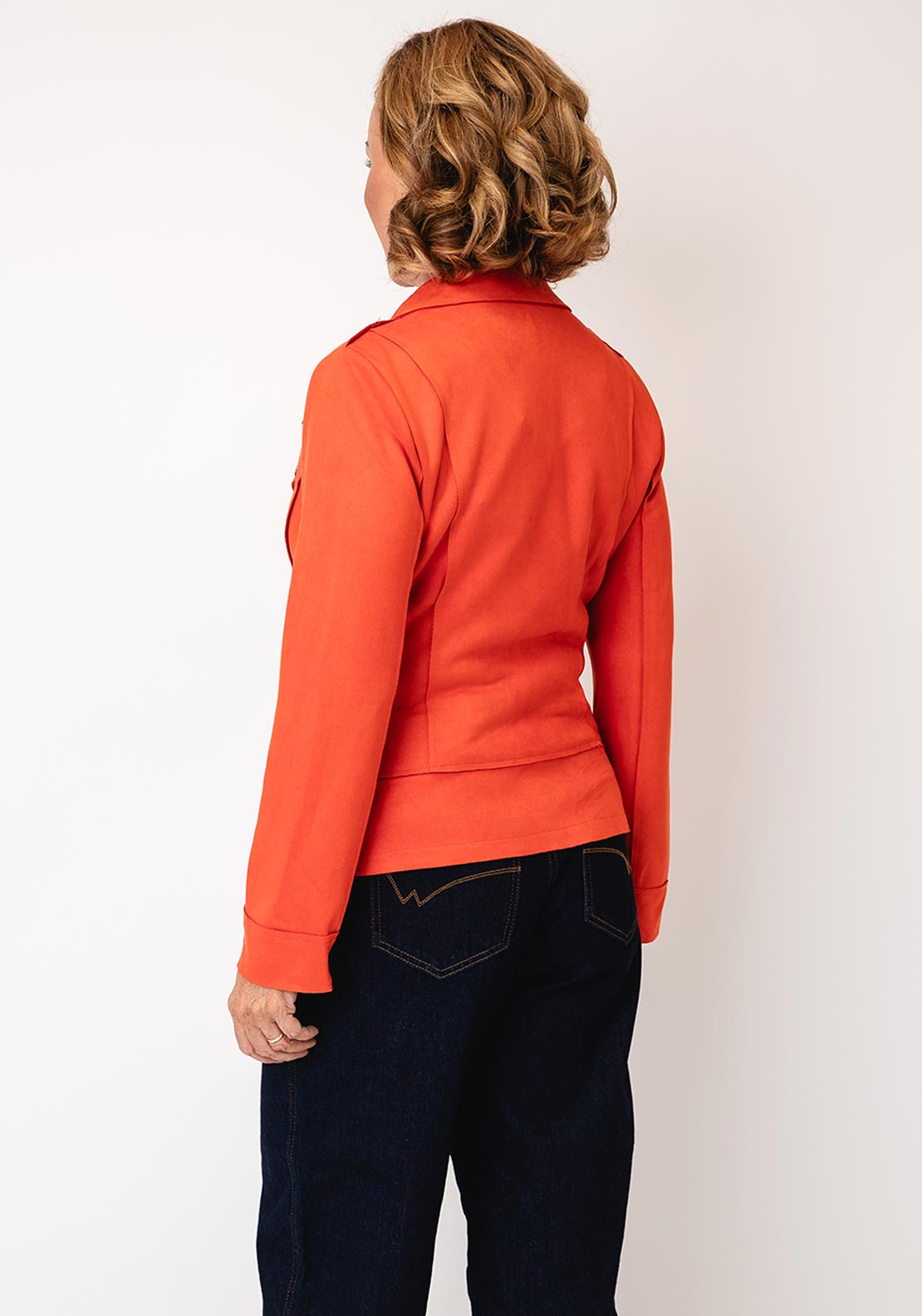 Serafina Collection Faux Suede Biker Jacket, Orange