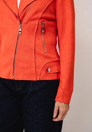 Serafina Collection Faux Suede Biker Jacket, Orange