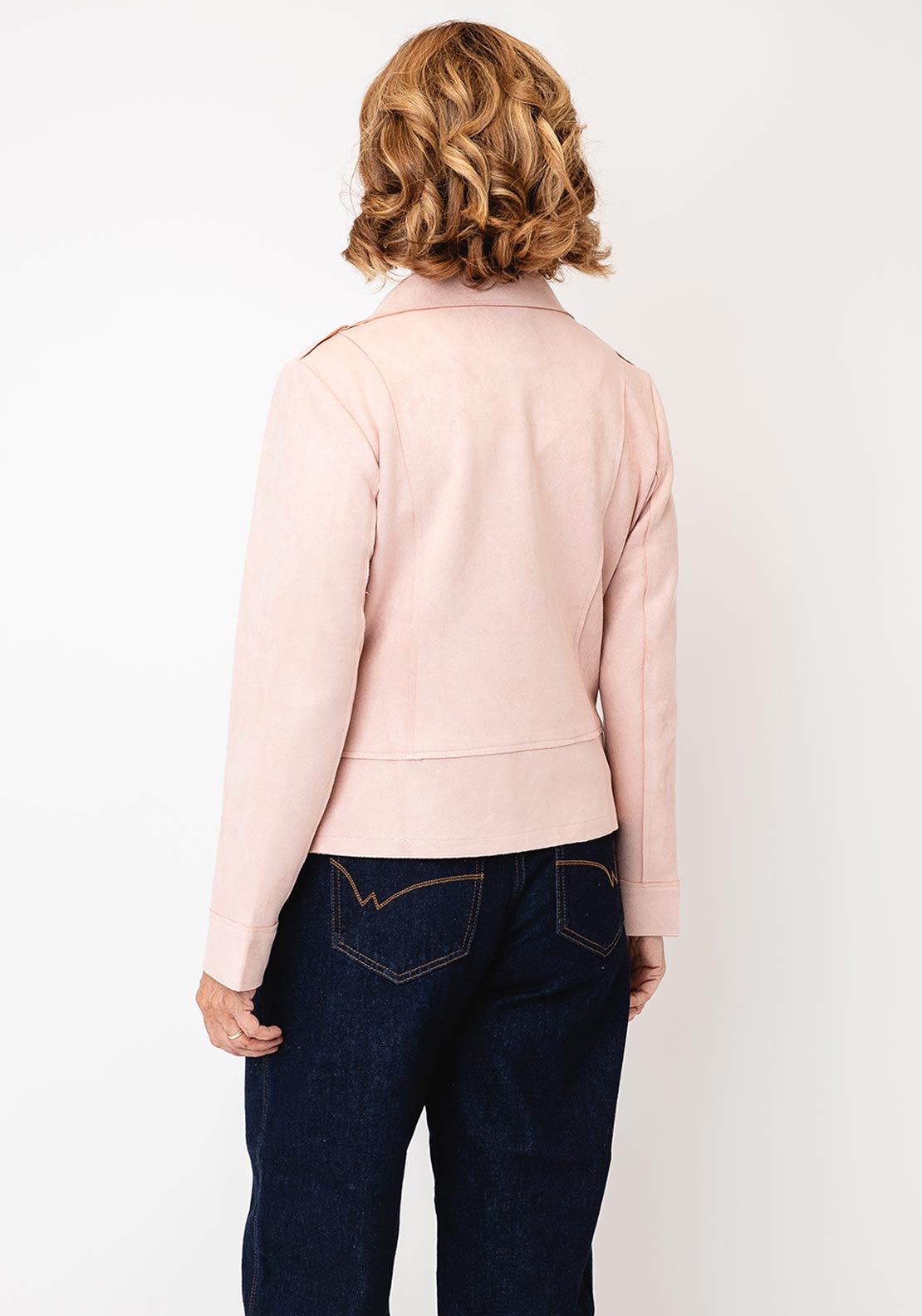 Serafina Collection Faux Suede Biker Jacket, Pink