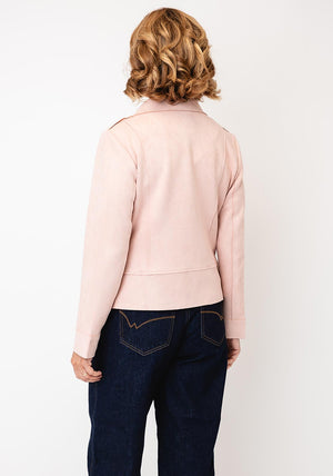 Serafina Collection Faux Suede Biker Jacket, Pink