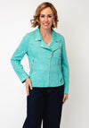 Serafina Collection Faux Suede Biker Jacket, Green