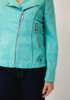 Serafina Collection Faux Suede Biker Jacket, Green