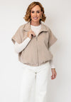 Serafina Collection Capped Sleeve Bubble Hem Jacket, Beige