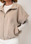Serafina Collection Capped Sleeve Bubble Hem Jacket, Beige