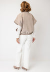 Serafina Collection Capped Sleeve Bubble Hem Jacket, Beige