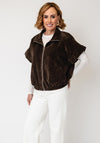 Serafina Collection Capped Sleeve Bubble Hem Jacket, Brown