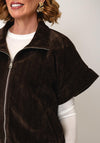 Serafina Collection Capped Sleeve Bubble Hem Jacket, Brown