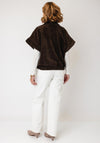 Serafina Collection Capped Sleeve Bubble Hem Jacket, Brown