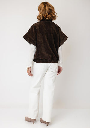 Serafina Collection Capped Sleeve Bubble Hem Jacket, Brown