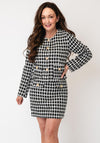 Serafina Embellished Button Checked Jacket, Black Multi