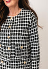 Serafina Embellished Button Checked Jacket, Black Multi