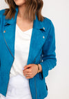 Serafina Collection Faux Suede Biker Jacket, Blue