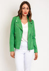 Serafina Collection Faux Suede Biker Jacket, Green