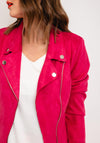 Serafina Collection Faux Suede Biker Jacket, Pink