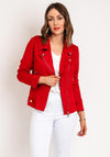Serafina Collection Faux Suede Biker Jacket, Red