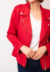 Serafina Collection Faux Suede Biker Jacket, Red