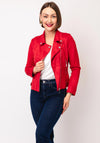 Serafina Collection Faux Suede Short Biker Jacket, Red