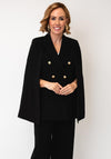 Serafina Button Detail Caped Blazer, Black