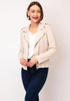 Serafina Collection Faux Suede Short Biker Jacket, Beige
