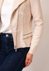 Serafina Collection Faux Suede Short Biker Jacket, Beige