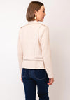 Serafina Collection Faux Suede Short Biker Jacket, Beige