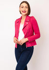 Serafina Collection Faux Suede Short Biker Jacket, Fuchsia Pink