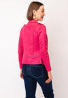 Serafina Collection Faux Suede Short Biker Jacket, Fuchsia Pink