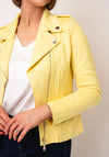 Serafina Collection Faux Suede Short Biker Jacket, Yellow
