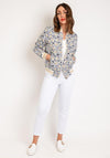 Serafina Collection Floral Bomber Jacket, Navy Blue